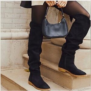 Free People Banks Over-the-Knee Boots Black Suede EU 37 NWOB $368